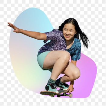 Young woman skateboarding png, transparent | Free PNG - rawpixel