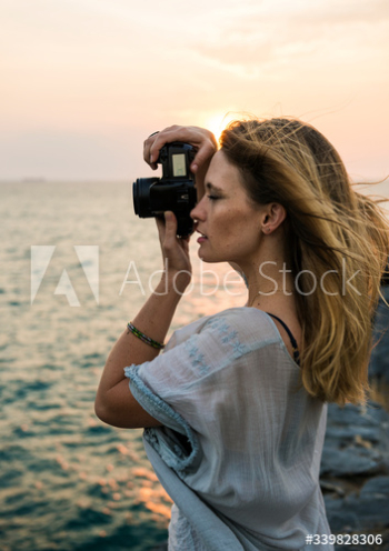 Young Woman Taking Pictures Concept Young Woman Taking Pictures Concept