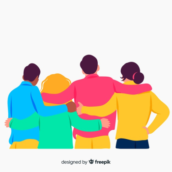 Youth people hugging together background Free Vector