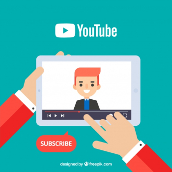 Youtube player in device with flat design Free Vector Youtube player in device with flat design Free Vector