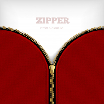 Zipper background blank with golden metallic half open zipper with black edging sewn