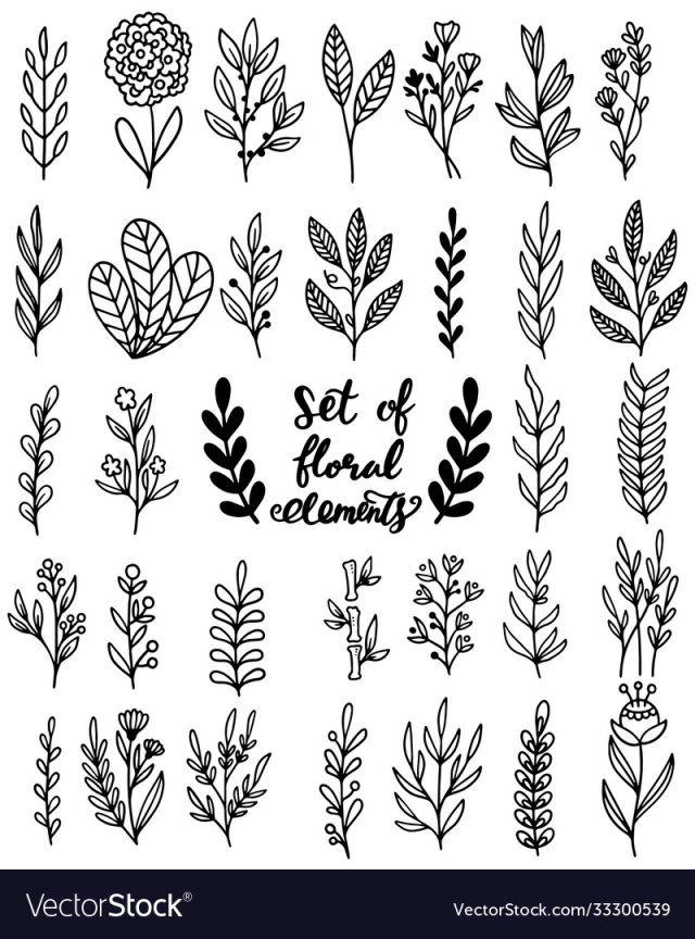 0105 hand drawn flowers doodle