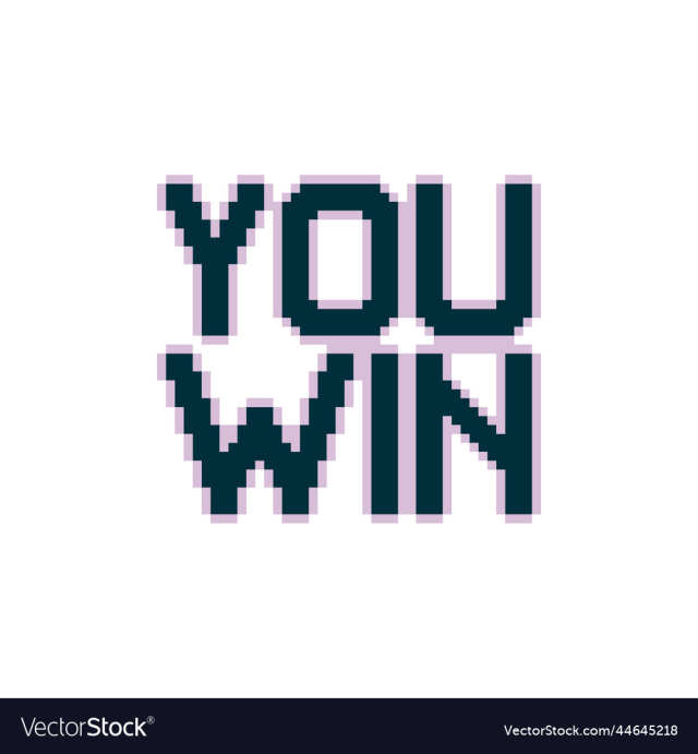1bit pixel art lettering of inscription you win