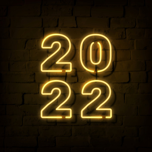 2022 gold neon happy new | Free Vector - rawpixel