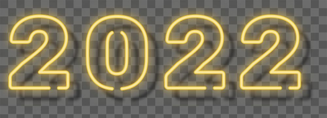 2022 png, yellow neon new | Free PNG Sticker - rawpixel