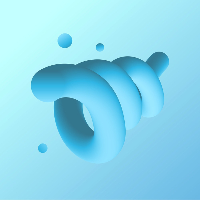 3D abstract fluid shape, blue | Free PSD - rawpixel