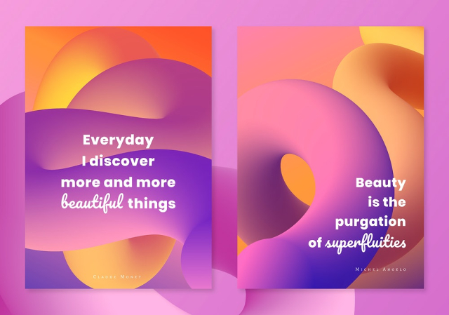 3D aesthetic poster template, gradient | Free PSD - rawpixel
