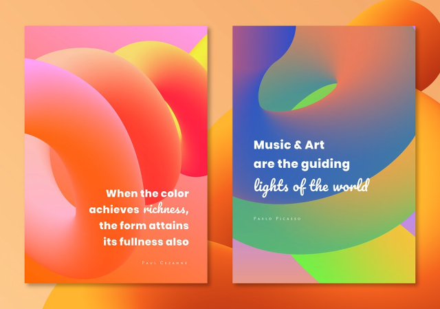 3D aesthetic poster template, gradient | Free PSD - rawpixel