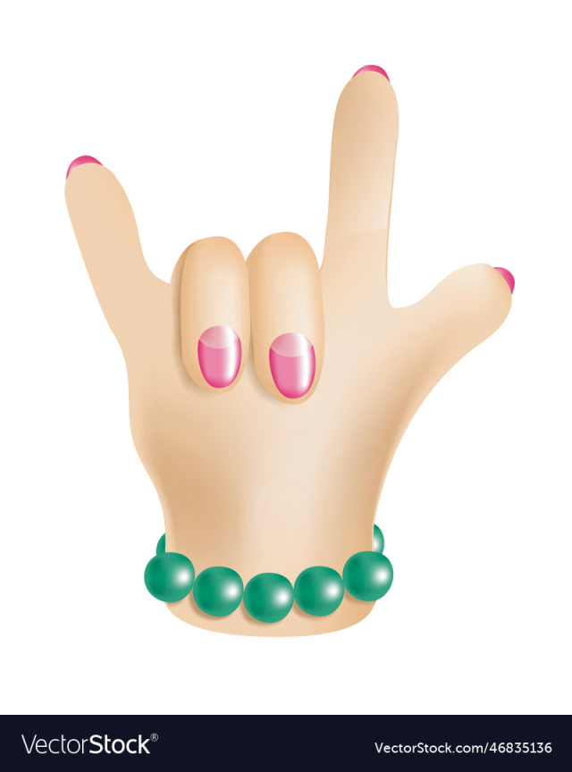 3d female hand with manicure and bracelet horns