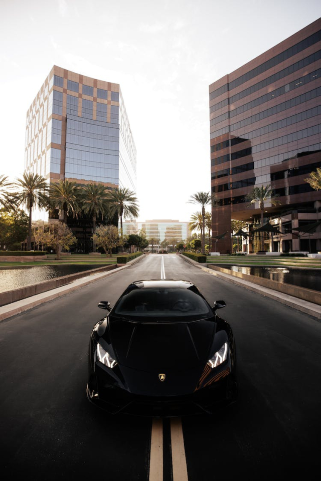 A Black Sports Car on the Street