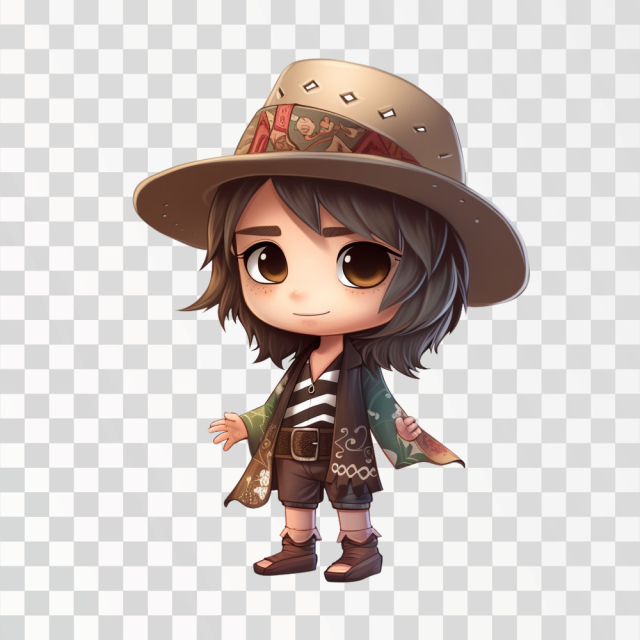 A calm 3D chibi boy, PNG transparent background