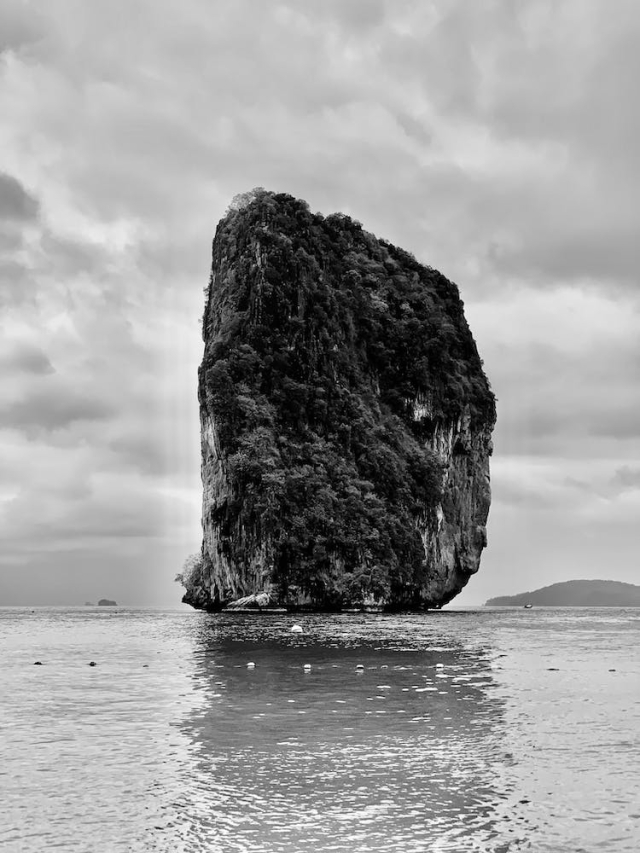 A Massive Rock Formation in a Sea