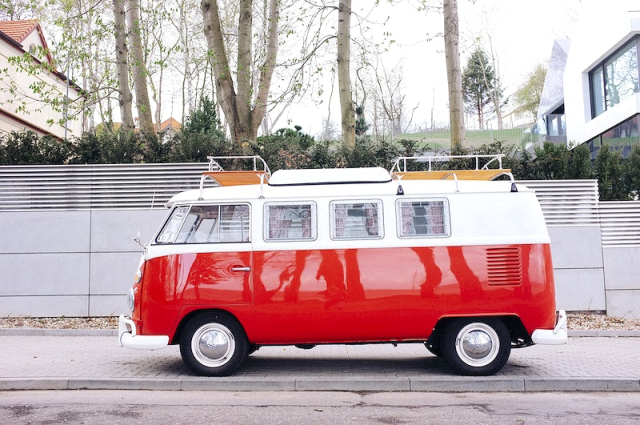 A red-and-white vintage minibus parked | Free Photo - rawpixel