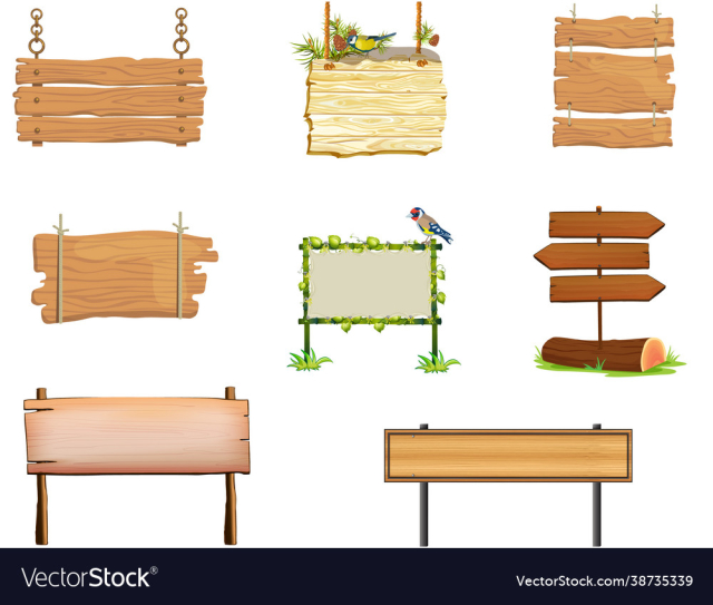 a set several wooden street signs eps 10