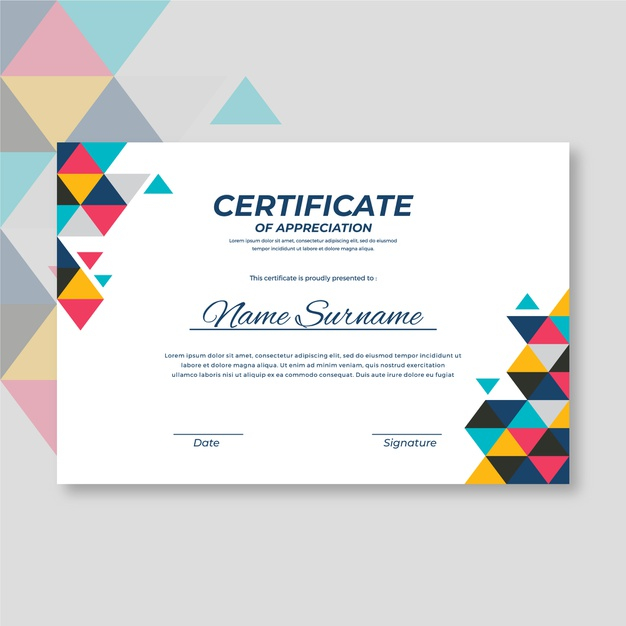 Abstract geometric certificate template Free Vector