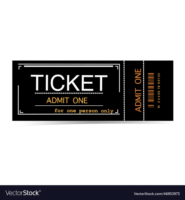admit one ticket isolated white background