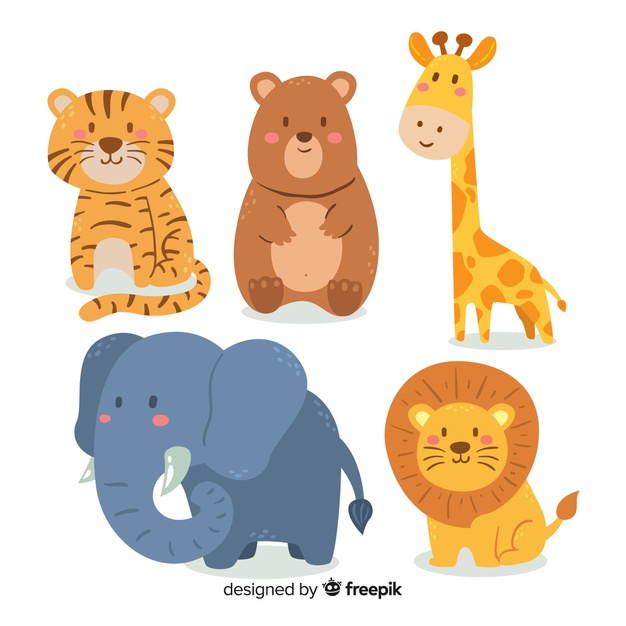 Adorable animal collection Free Vector