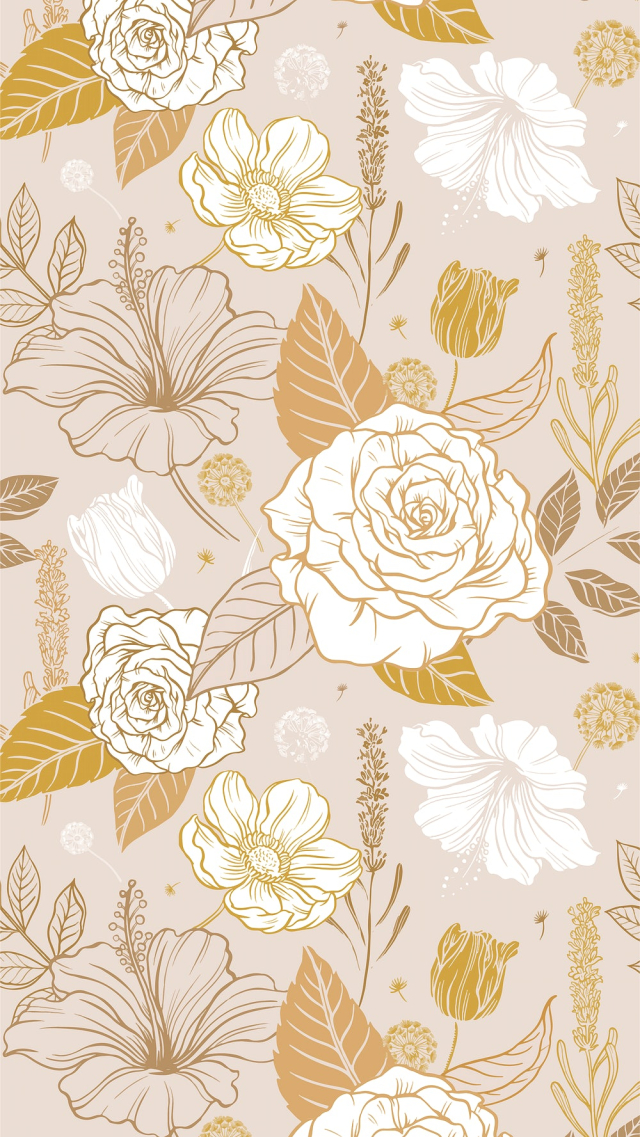 Aesthetic floral phone wallpaper, beige | Free Vector - rawpixel