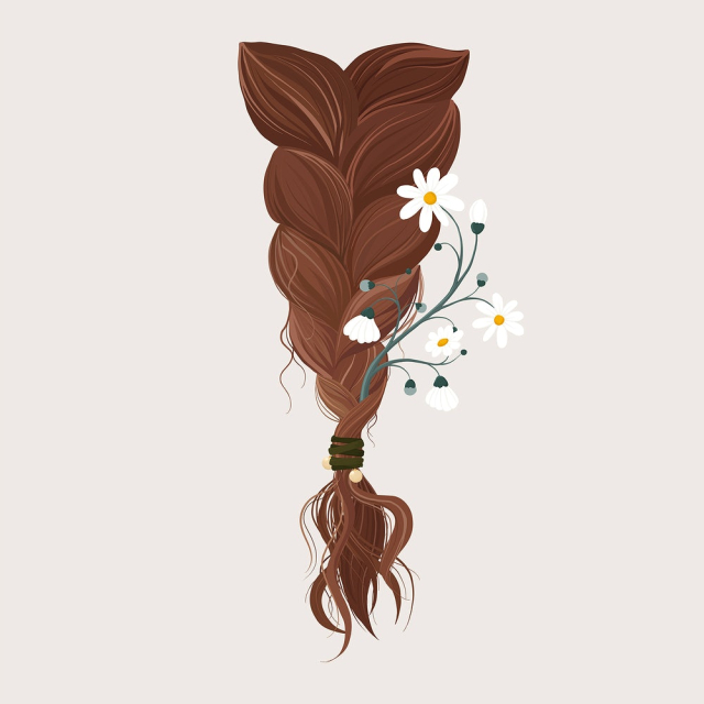 Aesthetic hair braids collage element, | Free PSD Illustration - rawpixel