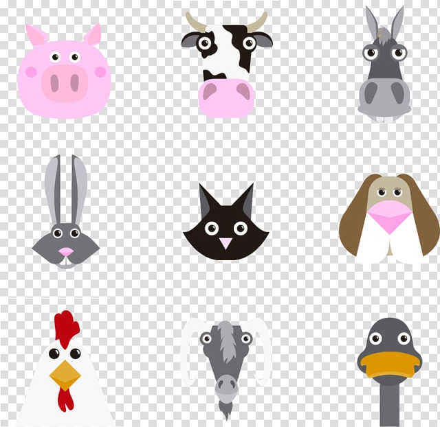 Animal , Cute animal heads transparent background PNG clipart