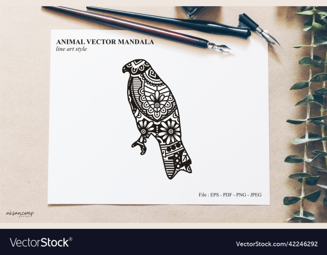 animal mandala line art style