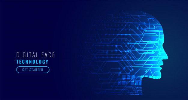 Artificial intelligence concept robotic face Free Vector