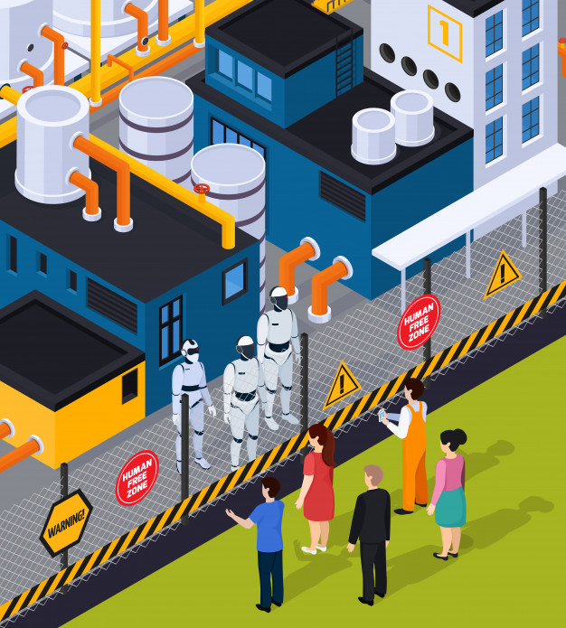 Artificial intelligence isometric composition Free Vector