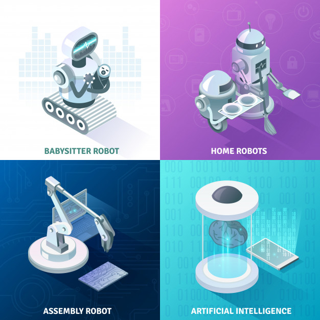 Artificial intelligence isometric design concept Free Vector