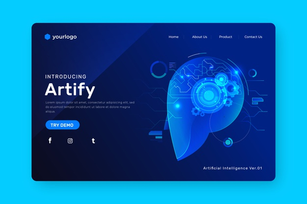 Artificial intelligence landing page Free Vector