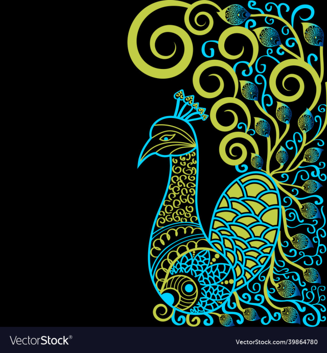 artistic mandala peacock animal design