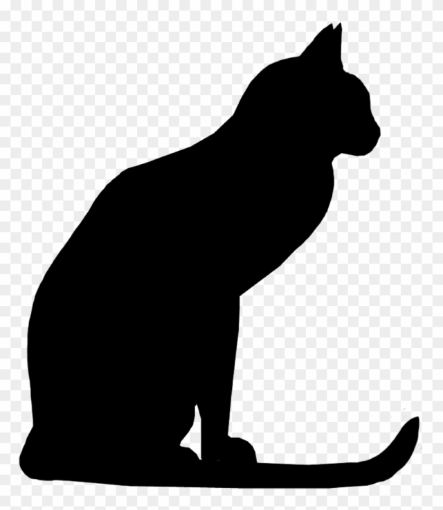 Attentive Cat Silhouette - Black Cat Silhouette Png