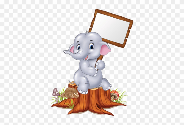 Baby Blue Elephant Holding Poster - Cute Baby Elephant Holding Sign