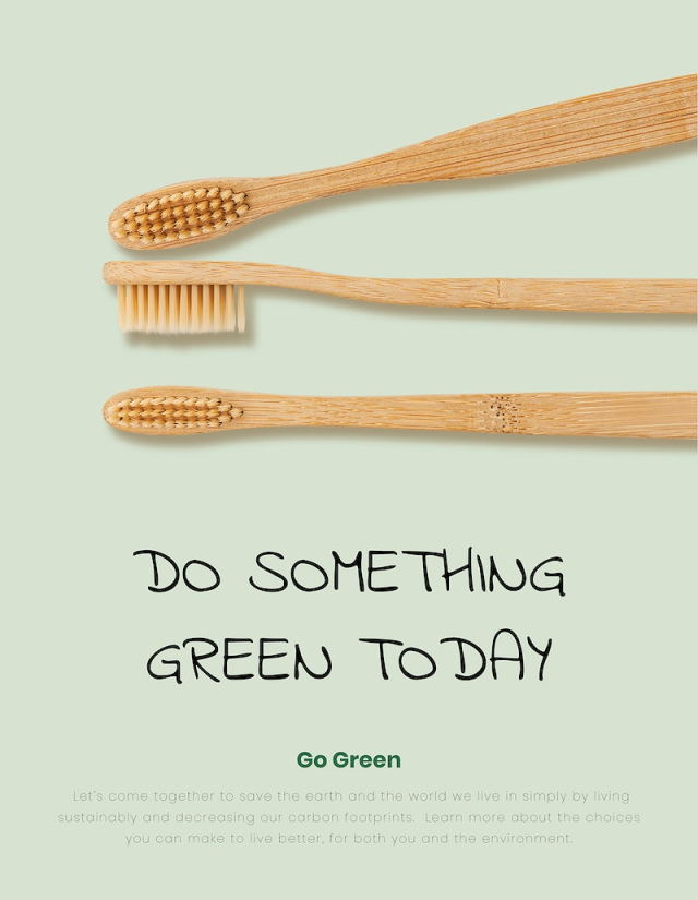 Bamboo toothbrushes poster template vector | Free Vector Template - rawpixel