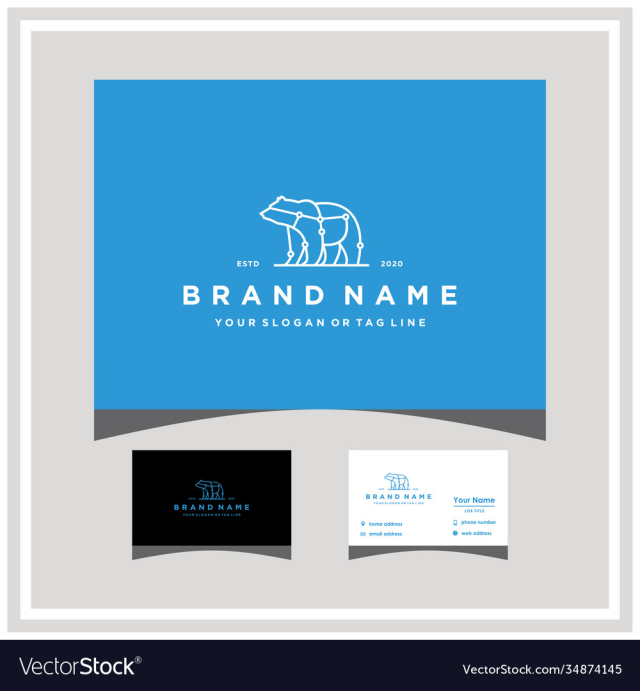 bear tech logo design and business card