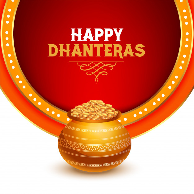 Beautiful happy dhanteras greeting card Free Vector