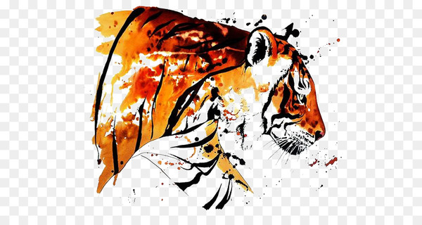 Bengal tiger Watercolor painting Tattoo Drawing - tiger 