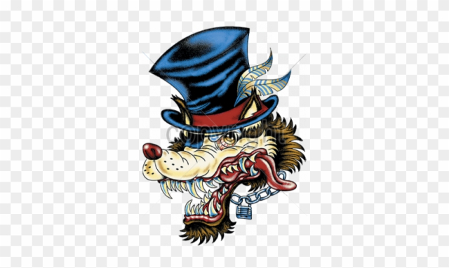 Big Bad Wolf - Hip Cool Wild Lone Wolf Top Hat Tattoo Wolfman Chain