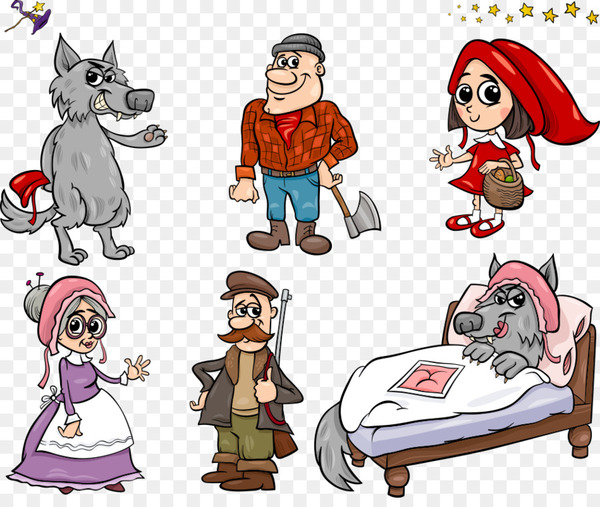 Big Bad Wolf Little Red Riding Hood Fairy tale Illustration - Vector Little Red Riding Hood and the Wolf