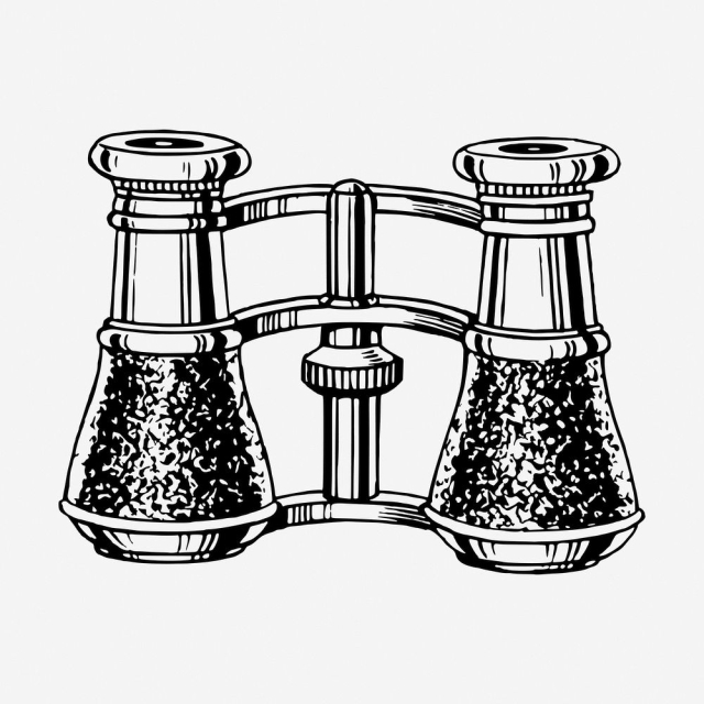 Binoculars drawing, vintage object illustration. | Free Photo - rawpixel
