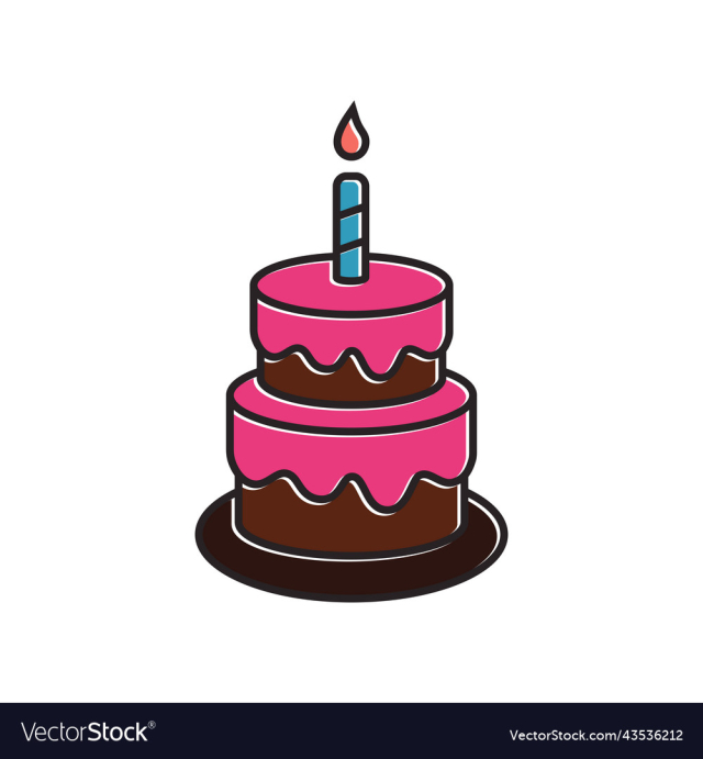 birthday cake in trendy flat style