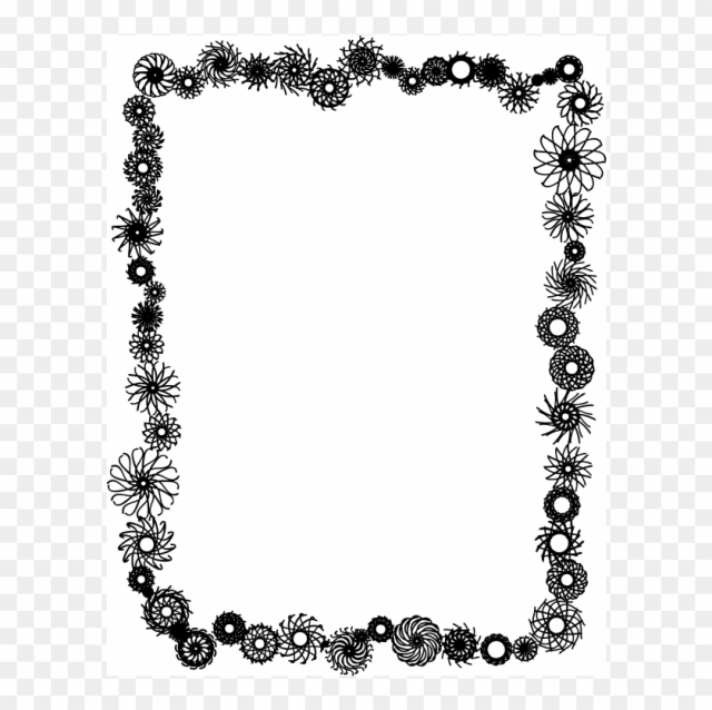 Free: Black And White Flower Border - Border Art Black And White - nohat.cc