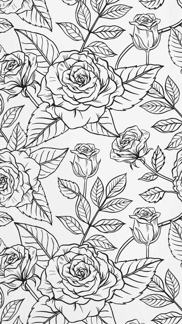 Black botanical phone wallpaper, flower | Free Vector - rawpixel