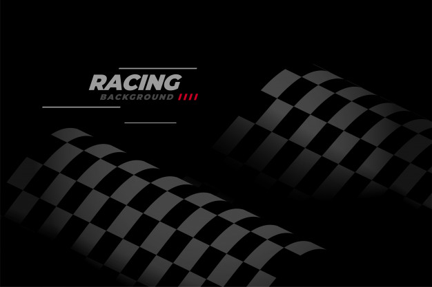 Black racing background with checkered flag Free Vector