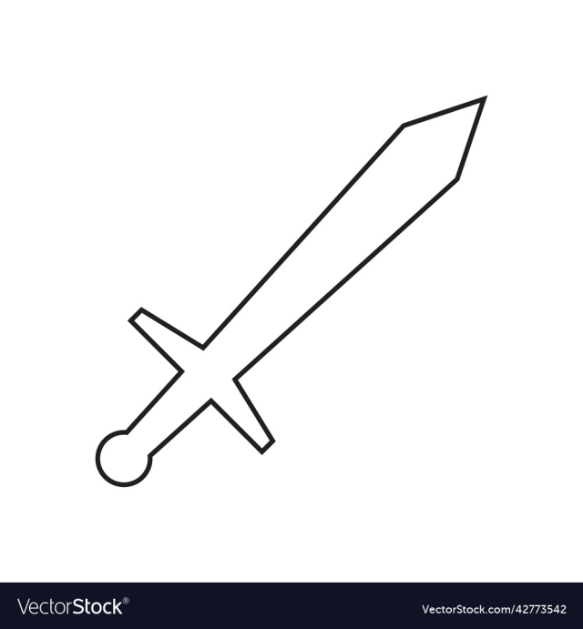black sword line art icon