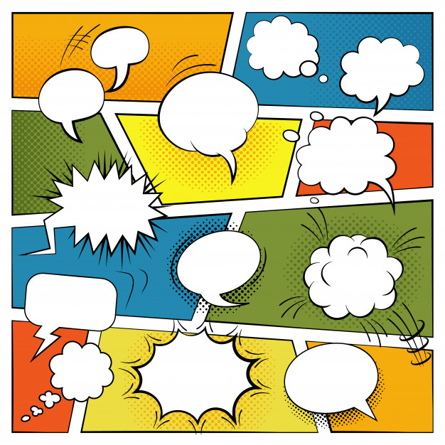 Blank comic speech and sound effects bubbles set