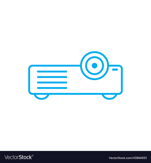 blue projector line icon