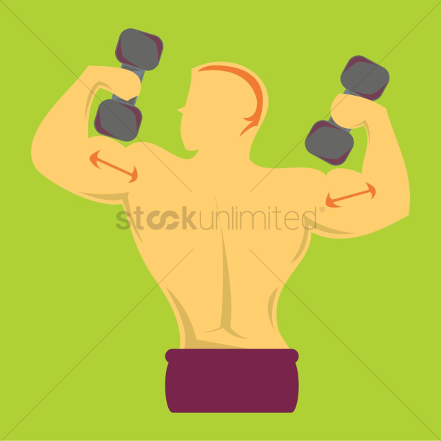 Bodybuilder lifting dumbbells