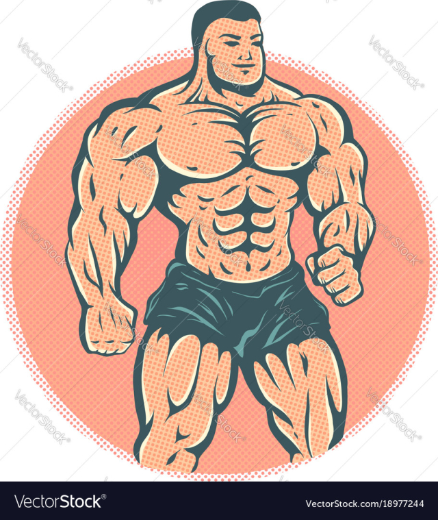 Bodybuilder on halftone background vector image