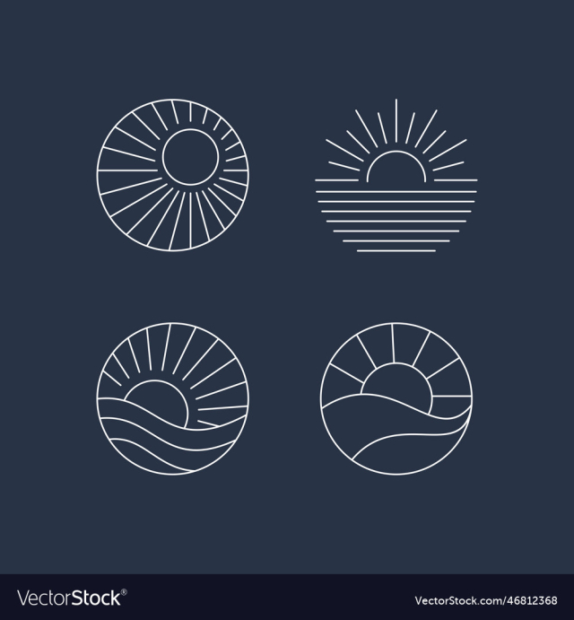 boho sunrise logo sun line art sunset