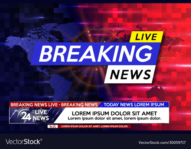 breaking news live banner on glowing wavy lines